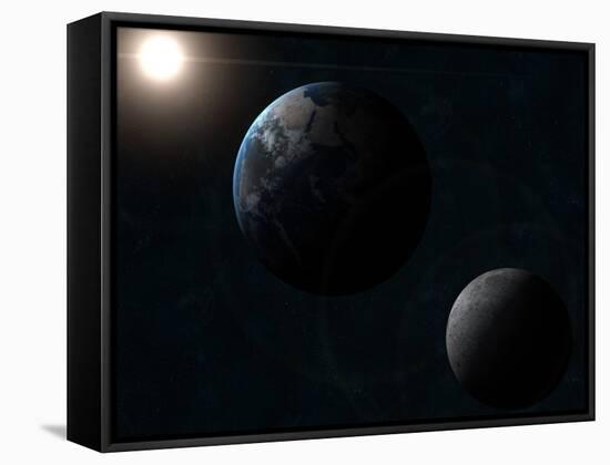 Earth, Moon and the Sun-Stocktrek Images-Framed Stretched Canvas