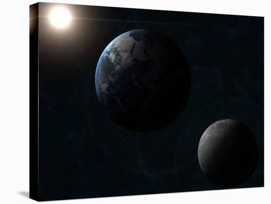 Earth, Moon and the Sun-Stocktrek Images-Stretched Canvas