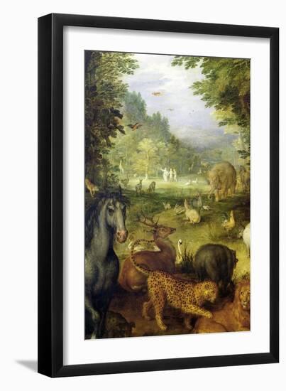 Earth, or the Earthly Paradise, Detail of Animals, 1607-08-Jan Brueghel the Elder-Framed Giclee Print