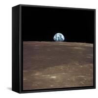 Earth Rising Above the Moon's Horizon-Stocktrek Images-Framed Stretched Canvas