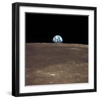 Earth Rising Above the Moon's Horizon-Stocktrek Images-Framed Photographic Print