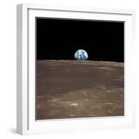 Earth Rising Above the Moon's Horizon-Stocktrek Images-Framed Photographic Print