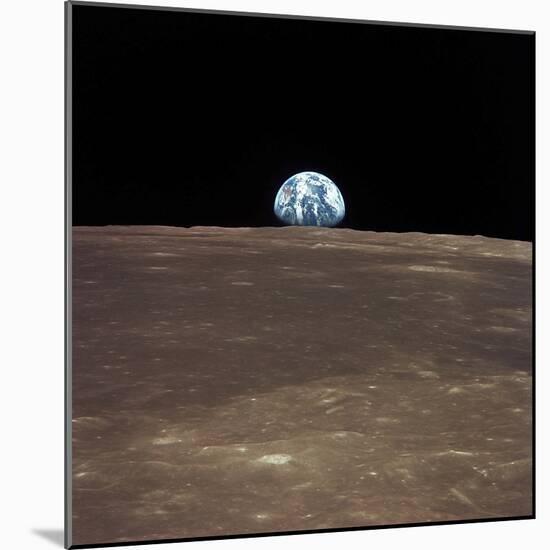 Earth Rising Above the Moon's Horizon-Stocktrek Images-Mounted Photographic Print