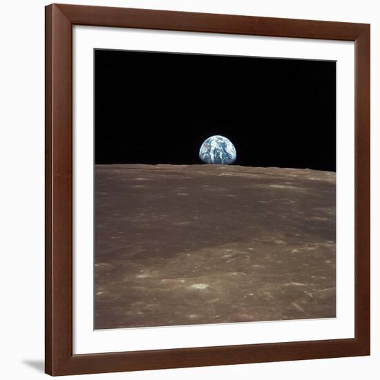 Earth Rising Above the Moon's Horizon-Stocktrek Images-Framed Photographic Print