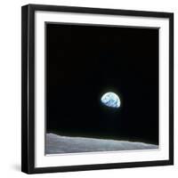 Earth Rising over Curvature of the Moon as Seen from Apollo 8-null-Framed Premium Photographic Print