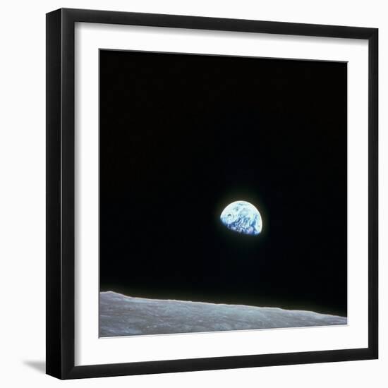 Earth Rising over Curvature of the Moon as Seen from Apollo 8-null-Framed Premium Photographic Print