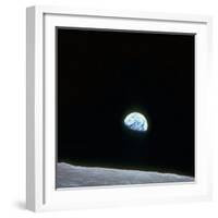 Earth Rising over Curvature of the Moon as Seen from Apollo 8-null-Framed Photographic Print