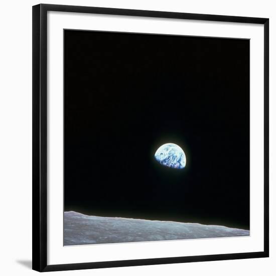 Earth Rising over Curvature of the Moon as Seen from Apollo 8-null-Framed Photographic Print