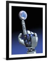 Earth Spinning on Robotic Finger, Artwork-Victor Habbick-Framed Photographic Print