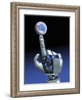 Earth Spinning on Robotic Finger, Artwork-Victor Habbick-Framed Photographic Print