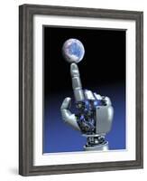 Earth Spinning on Robotic Finger, Artwork-Victor Habbick-Framed Photographic Print