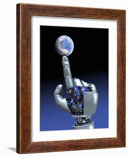 Earth Spinning on Robotic Finger, Artwork-Victor Habbick-Framed Photographic Print