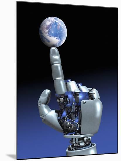 Earth Spinning on Robotic Finger, Artwork-Victor Habbick-Mounted Photographic Print