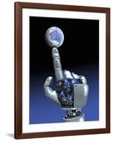 Earth Spinning on Robotic Finger, Artwork-Victor Habbick-Framed Photographic Print