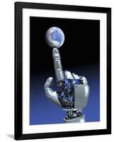 Earth Spinning on Robotic Finger, Artwork-Victor Habbick-Framed Photographic Print