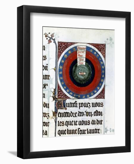 Earth Surrounded by Water, Air, Fire, the Planets and Stars, 13th Century-null-Framed Premium Giclee Print