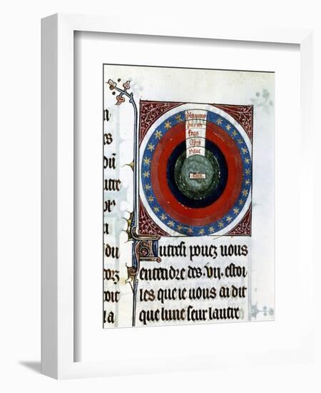 Earth Surrounded by Water, Air, Fire, the Planets and Stars, 13th Century-null-Framed Giclee Print