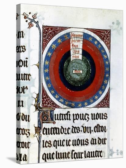 Earth Surrounded by Water, Air, Fire, the Planets and Stars, 13th Century-null-Stretched Canvas