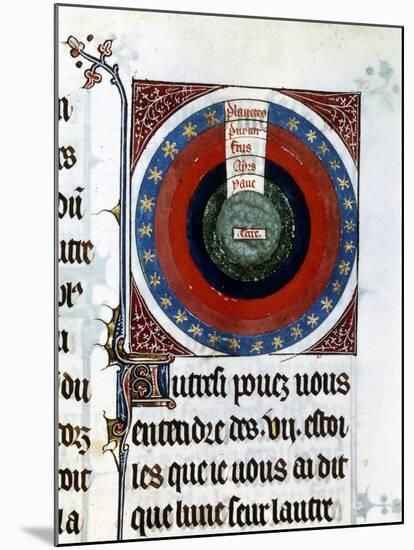 Earth Surrounded by Water, Air, Fire, the Planets and Stars, 13th Century-null-Mounted Giclee Print