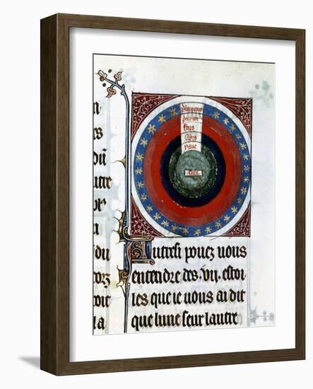 Earth Surrounded by Water, Air, Fire, the Planets and Stars, 13th Century-null-Framed Giclee Print