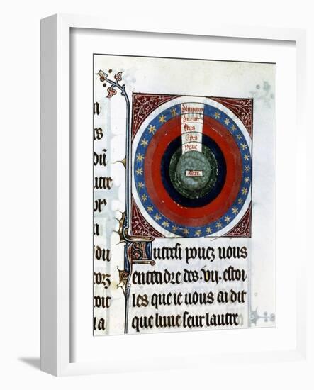 Earth Surrounded by Water, Air, Fire, the Planets and Stars, 13th Century-null-Framed Giclee Print
