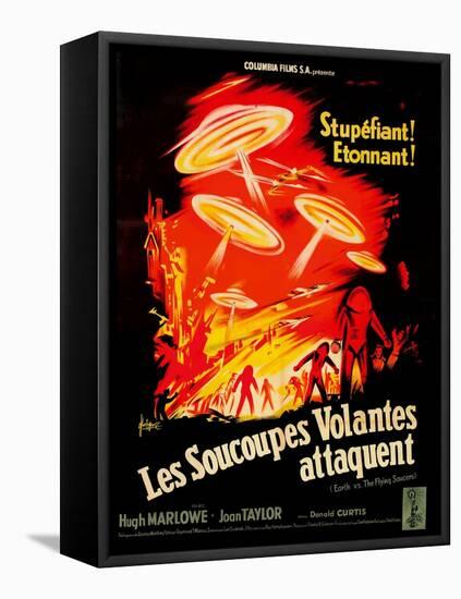 Earth vs. the Flying Saucers, French Movie Poster, 1956-null-Framed Stretched Canvas