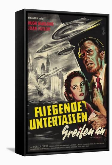 Earth vs. the Flying Saucers, German Movie Poster, 1956-null-Framed Stretched Canvas