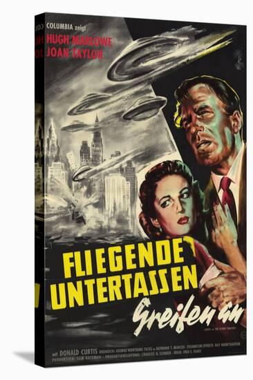 Earth vs. the Flying Saucers, German Movie Poster, 1956-null-Stretched Canvas