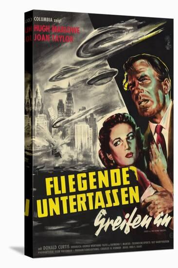 Earth vs. the Flying Saucers, German Movie Poster, 1956-null-Stretched Canvas