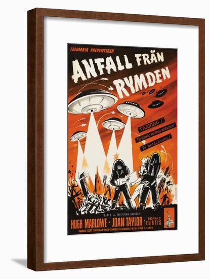 Earth vs. the Flying Saucers, Swedish Movie Poster, 1956-null-Framed Art Print