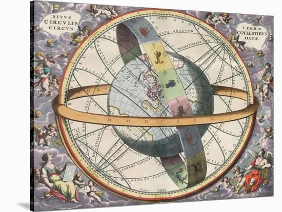 Earth with Celestial Circles, Harmonia Macrocosmica, 1660-Science Source-Stretched Canvas