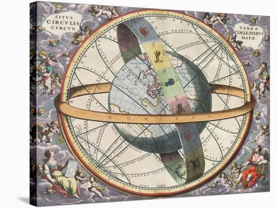Earth with Celestial Circles, Harmonia Macrocosmica, 1660-Science Source-Stretched Canvas