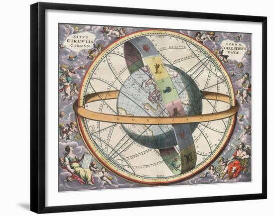 Earth with Celestial Circles, Harmonia Macrocosmica, 1660-Science Source-Framed Giclee Print