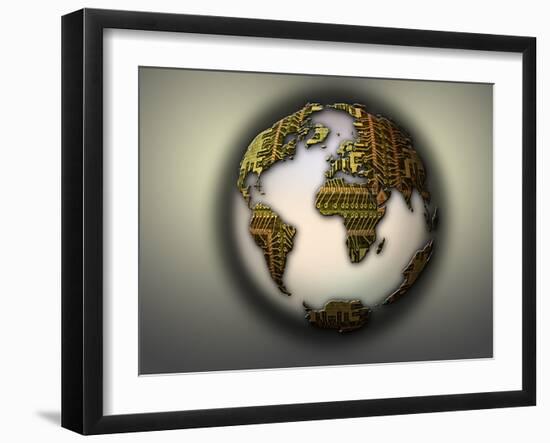 Earth with Circuit Board Continents-null-Framed Photographic Print