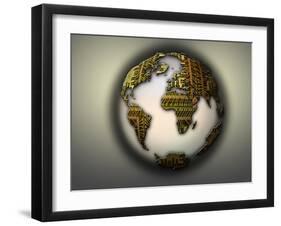 Earth with Circuit Board Continents-null-Framed Photographic Print