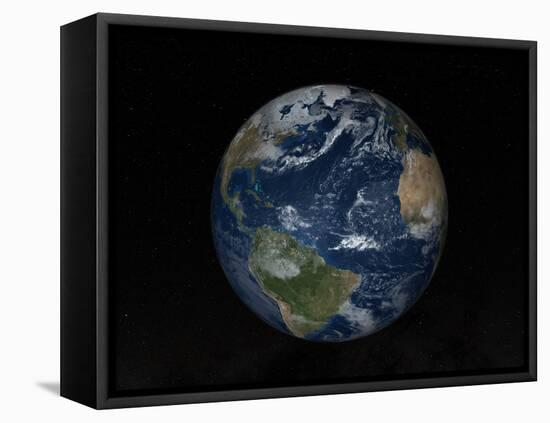 Earth with Clouds And Sea Ice from December 8, 2008-Stocktrek Images-Framed Stretched Canvas