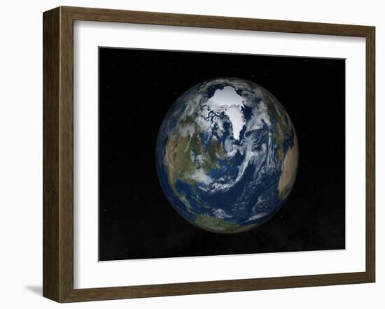 Earth with Clouds And Sea Ice from September 15, 2008-Stocktrek Images-Framed Premium Photographic Print