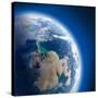 Earth with High Relief, Illuminated by the Sun-Antartis-Stretched Canvas