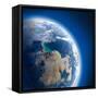 Earth with High Relief, Illuminated by the Sun-Antartis-Framed Stretched Canvas