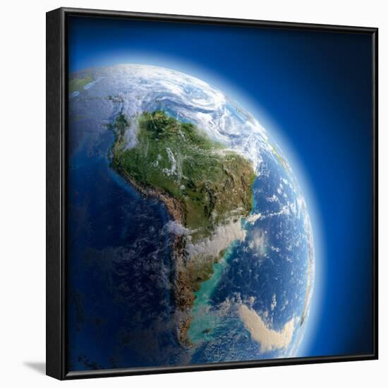 Earth With High Relief, Illuminated By The Sun-Antartis-Framed Photographic Print