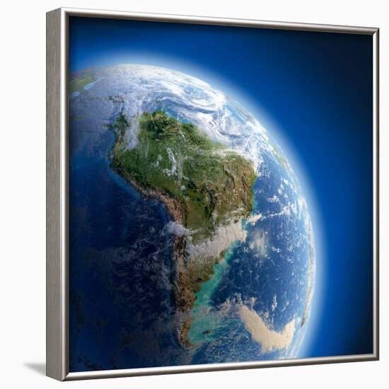 Earth With High Relief, Illuminated By The Sun-Antartis-Framed Photographic Print