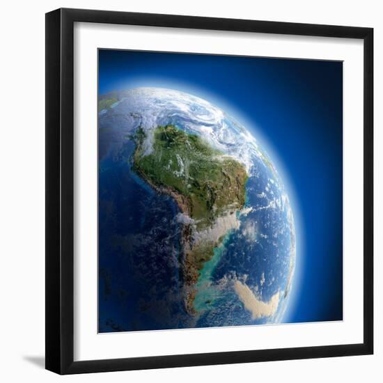 Earth With High Relief, Illuminated By The Sun-Antartis-Framed Photographic Print