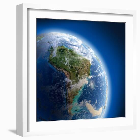 Earth With High Relief, Illuminated By The Sun-Antartis-Framed Photographic Print