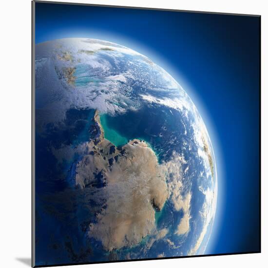 Earth with High Relief, Illuminated by the Sun-Antartis-Mounted Photographic Print