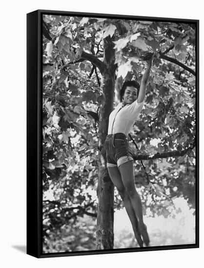 Eartha Kitt Playing in the Tree-Gordon Parks-Framed Stretched Canvas
