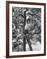 Eartha Kitt Playing in the Tree-Gordon Parks-Framed Premium Photographic Print