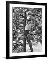 Eartha Kitt Playing in the Tree-Gordon Parks-Framed Premium Photographic Print