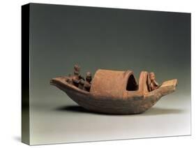 Earthenware Boat and Crew, Tomb Arte-Fact, Eastern Han Dynasty, 25-220 AD-null-Stretched Canvas
