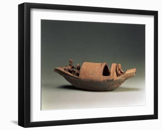 Earthenware Boat and Crew, Tomb Arte-Fact, Eastern Han Dynasty, 25-220 AD-null-Framed Giclee Print