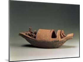 Earthenware Boat and Crew, Tomb Arte-Fact, Eastern Han Dynasty, 25-220 AD-null-Mounted Giclee Print